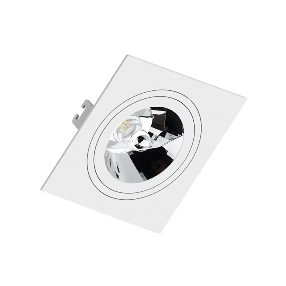 Spot Embutido Abs Quadr Face Plana Branco 1 Ar111