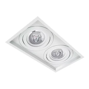 Spot Embutido Alum Retangular Recuado Branco 2 Lamp Ar111