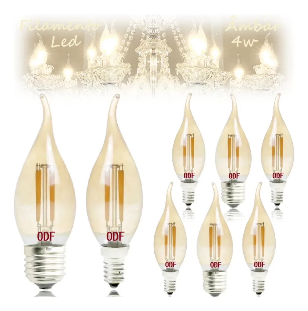 Lampada Filamento Vela Chama  E14 6000k - Imagem 4