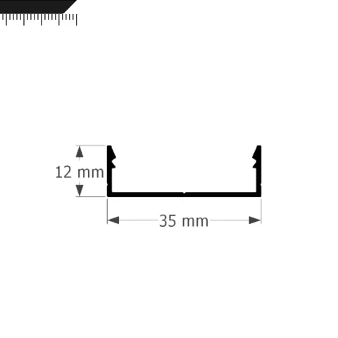 Perfil De Sobrepor Preto 3,5 X 1,2cm - 2m - Imagem 3