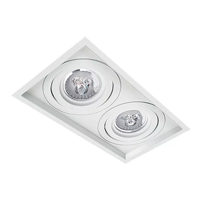 Spot Embutido Alum Retangular Recuado Branco 2 Lamp Dicr