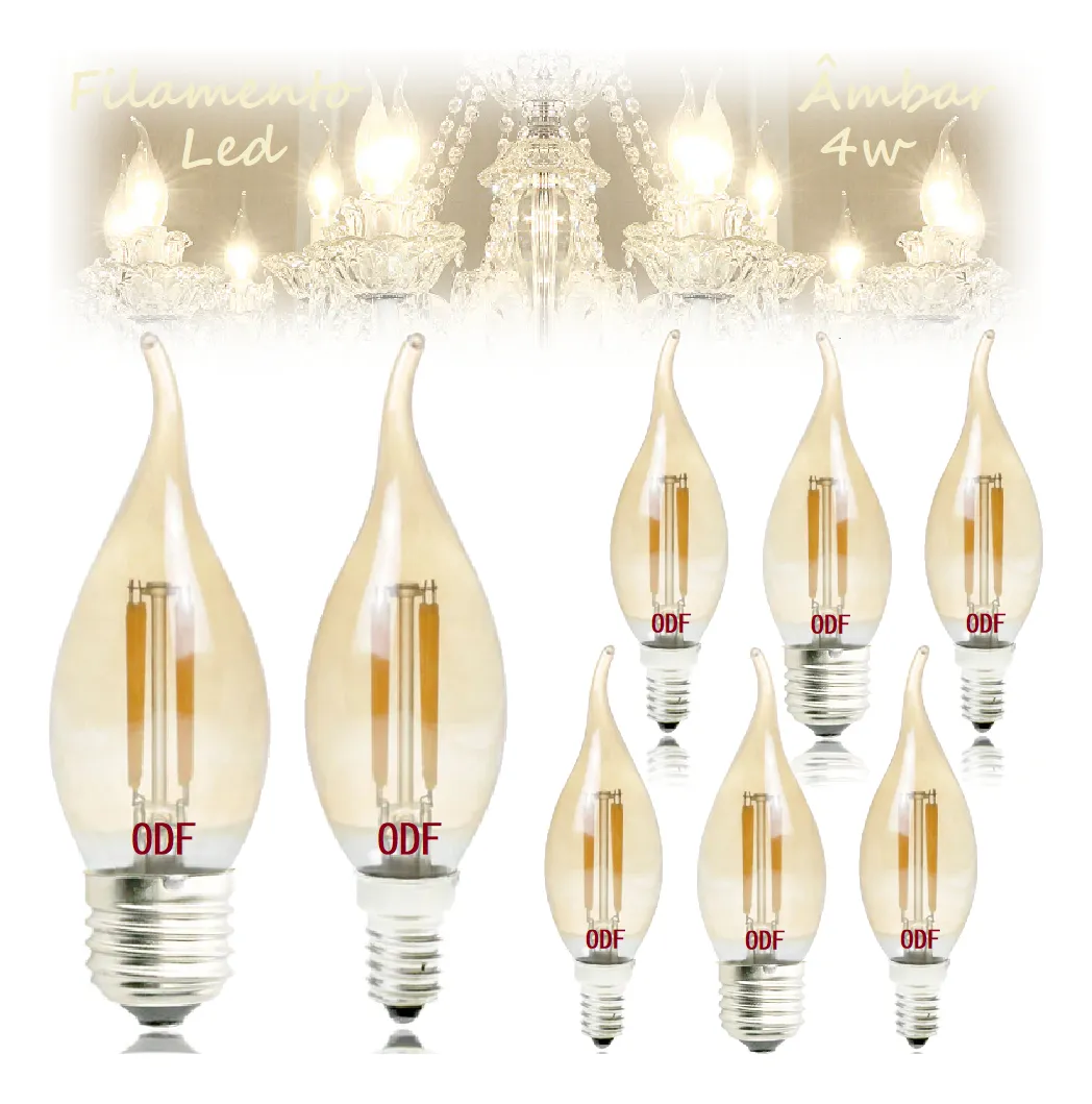 Lampada Filamento Vela Chama E14 6000k