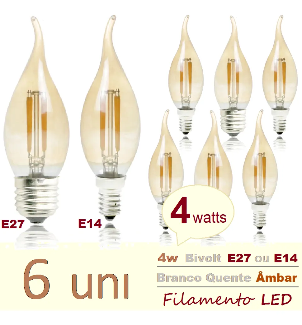 Lampada Filamento Vela Chama E14 6000k - Imagem 3