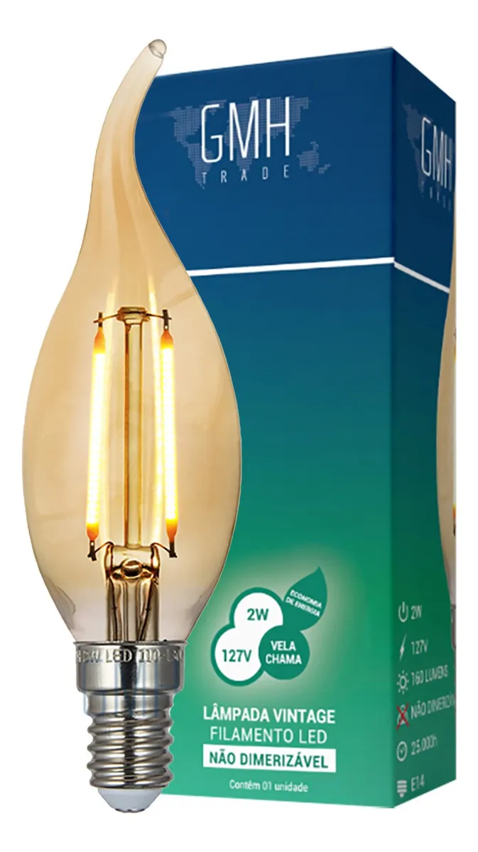 Lampada Filamento Vela Chama E14 2700k - Imagem 3