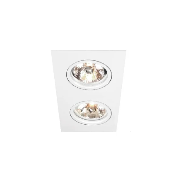 Spot Embutido Abs Retangular Face Plana Preto 2 Lamp Ar111 - Imagem 2
