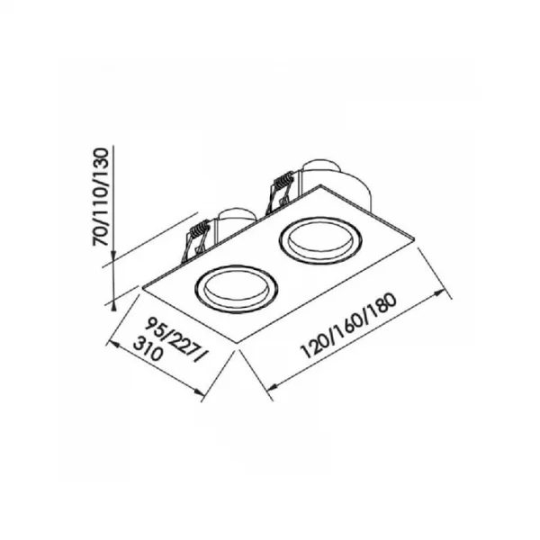 Spot Embutido Abs Retangular Face Plana Preto 2 Lamp Ar111 - Imagem 3