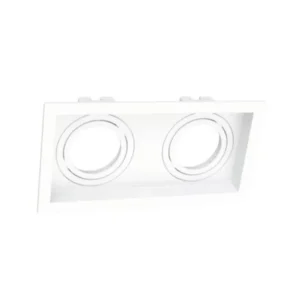 Spot Embutido Abs Retangular Recuado Branco 2 Lamp Ar111