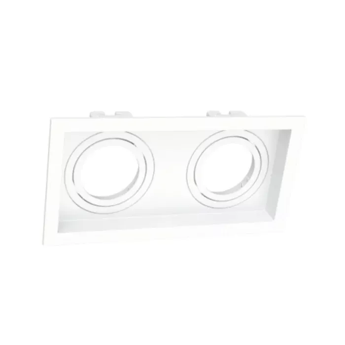 Spot Embutido Abs Retangular Recuado Branco 2 Lamp Dicr - Imagem 2