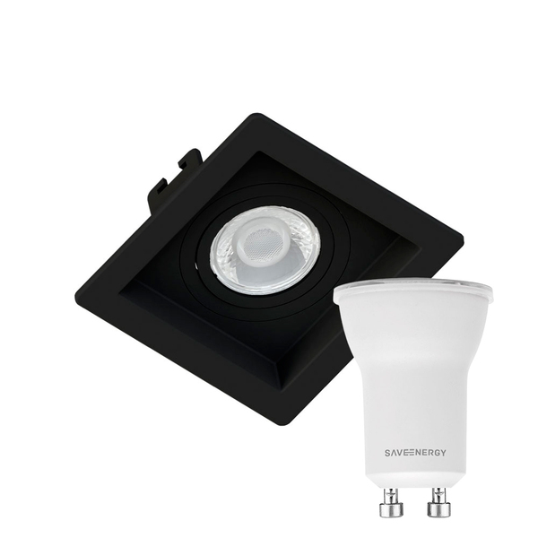 Spot Embutido Abs Quadr Recuado Preto 1 Mini Dicroica - Imagem 3