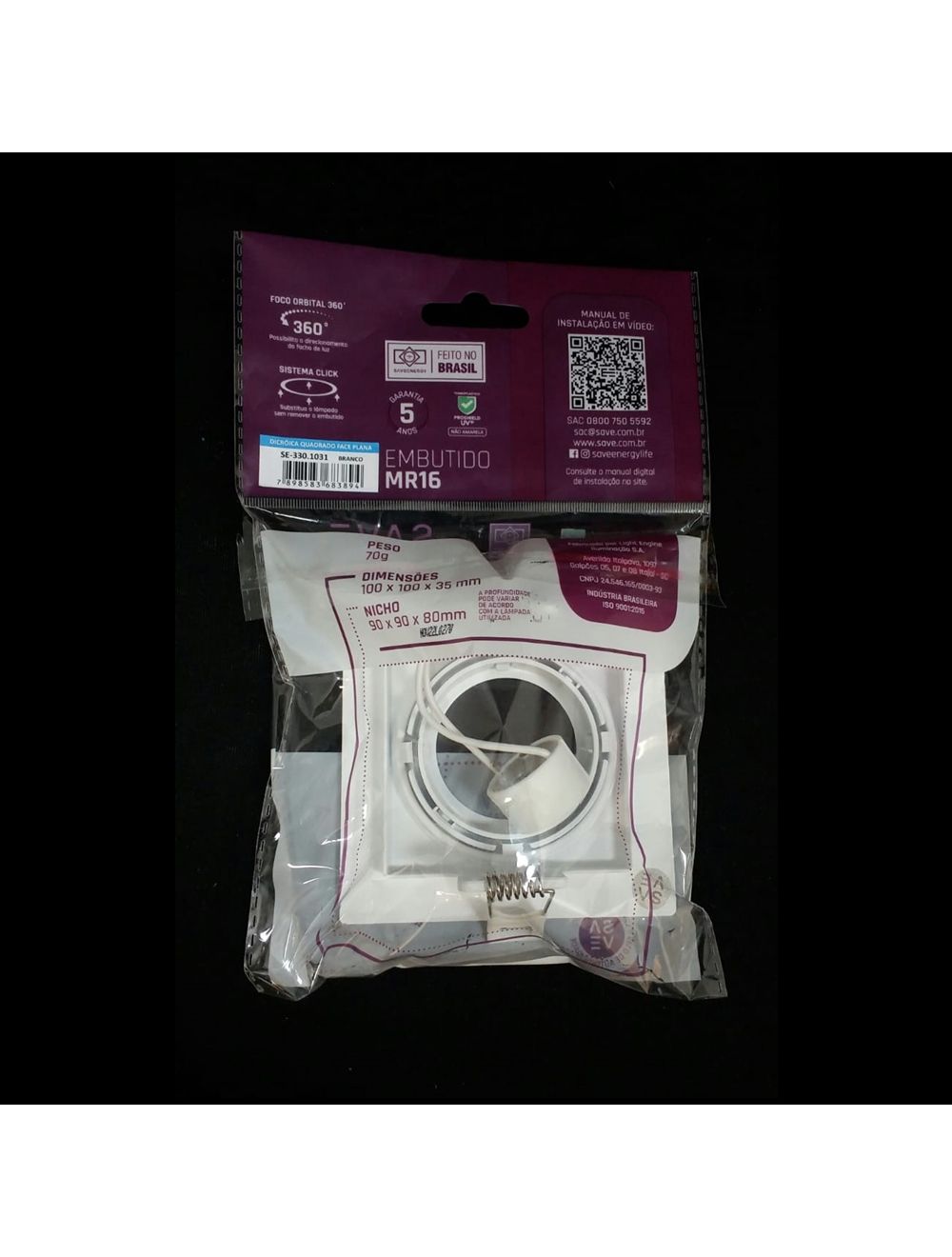 Spot Embutido Abs Quadr Face Plana Branco 1 Dicroica - Imagem 2